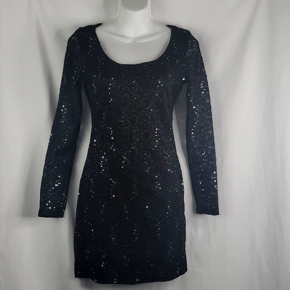 Ruby rox body con black sequined dress sz Med - Picture 1 of 13